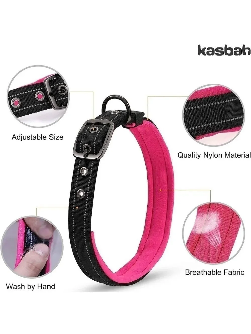 Neoprene‎ Black Pink Dog Collar XL